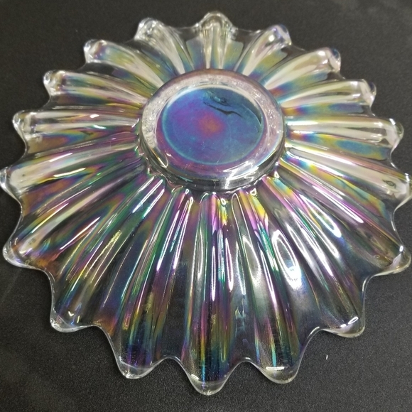 FEDERAL Iridescent Celestial Sunburst Center Serving Art Glass Bowl - Picture 3 of 8